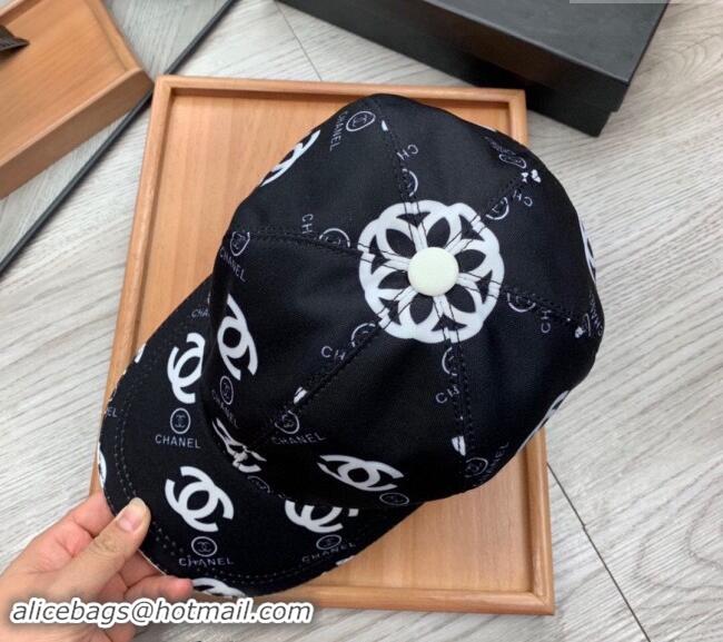 New Arrivals Chanel CC Print Hat 040301 Black 2024