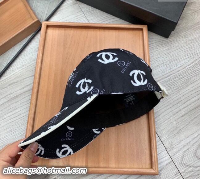 New Arrivals Chanel CC Print Hat 040301 Black 2024