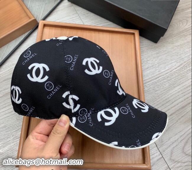 New Arrivals Chanel CC Print Hat 040301 Black 2024