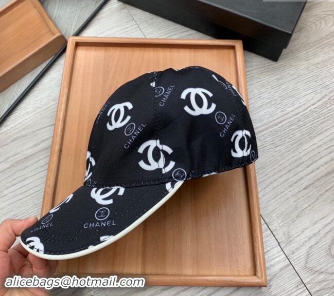 New Arrivals Chanel CC Print Hat 040301 Black 2024