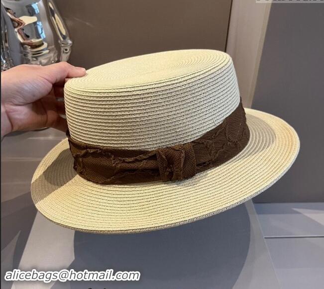 Inexpensive Chanel Straw Wide Brim Hat with Heart 0403 Beige 2024