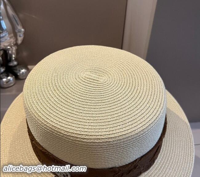 Inexpensive Chanel Straw Wide Brim Hat with Heart 0403 Beige 2024