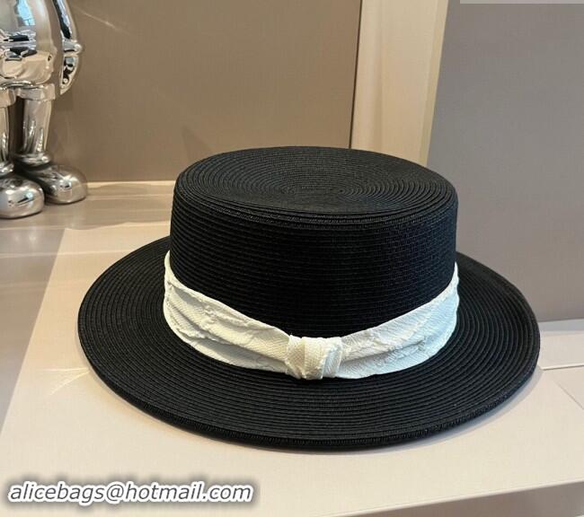 Best Price Chanel Straw Wide Brim Hat with Heart 0403 Black 2024