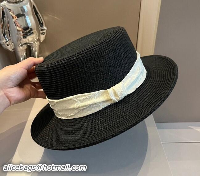 Best Price Chanel Straw Wide Brim Hat with Heart 0403 Black 2024