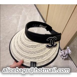 Top Quality Chanel Straw Visor Hat 040303 White 2024