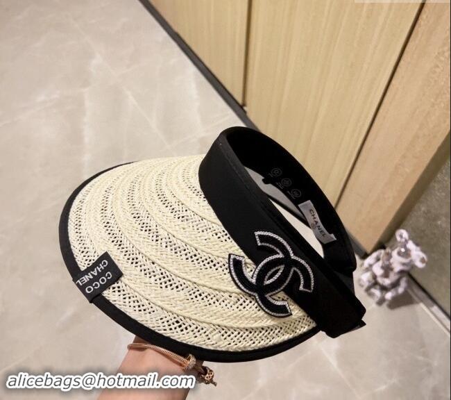 Top Quality Chanel Straw Visor Hat 040303 White 2024