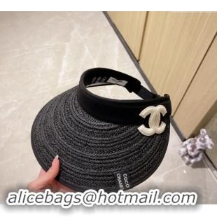 Most Popular Chanel Straw Visor Hat 040303 Black 2024