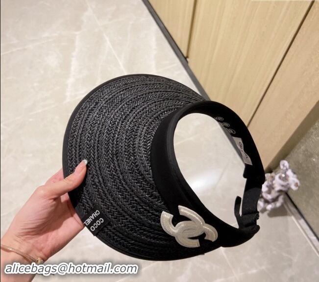 Most Popular Chanel Straw Visor Hat 040303 Black 2024