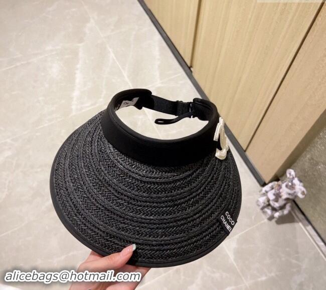 Most Popular Chanel Straw Visor Hat 040303 Black 2024