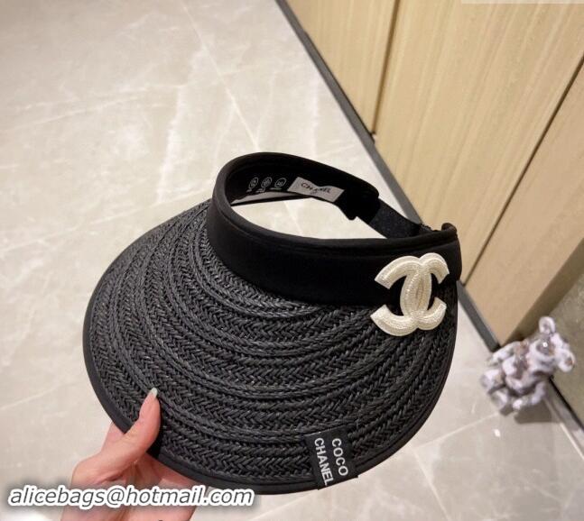 Most Popular Chanel Straw Visor Hat 040303 Black 2024