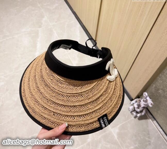 Cheapest Chanel Straw Visor Hat 040303 Khaki 2024