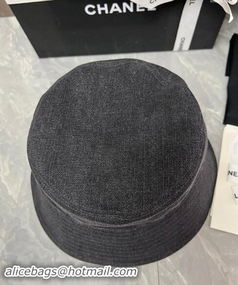 Cheapest Chanel Denim Bucket Hat with Strass CC 0514 Black 2024