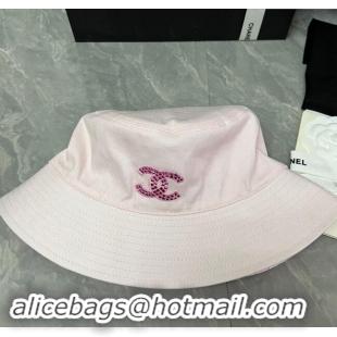 Market Sells Chanel Denim Bucket Hat with Strass CC 0514 Light Pink 2024