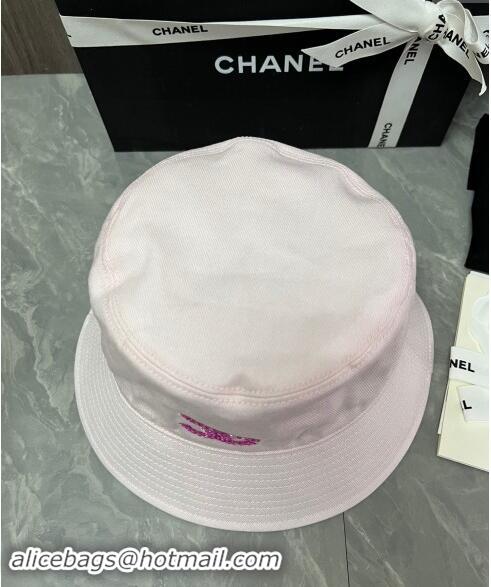 Market Sells Chanel Denim Bucket Hat with Strass CC 0514 Light Pink 2024