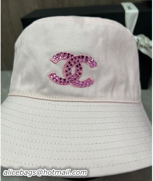 Market Sells Chanel Denim Bucket Hat with Strass CC 0514 Light Pink 2024