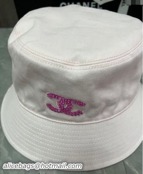 Market Sells Chanel Denim Bucket Hat with Strass CC 0514 Light Pink 2024