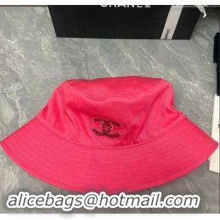 Buy Classic Chanel Denim Bucket Hat with Strass CC 0514 Red 2024