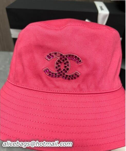 Buy Classic Chanel Denim Bucket Hat with Strass CC 0514 Red 2024