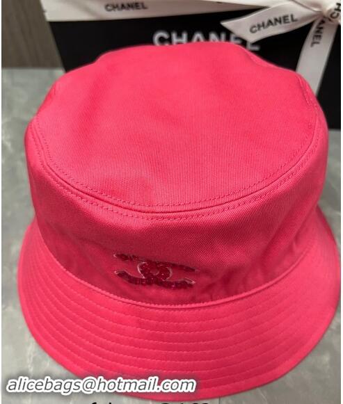 Buy Classic Chanel Denim Bucket Hat with Strass CC 0514 Red 2024