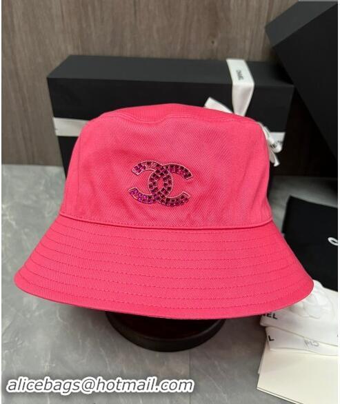 Buy Classic Chanel Denim Bucket Hat with Strass CC 0514 Red 2024