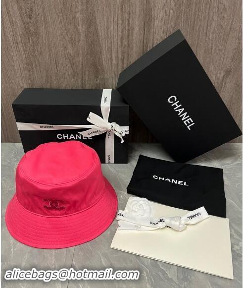 Buy Classic Chanel Denim Bucket Hat with Strass CC 0514 Red 2024