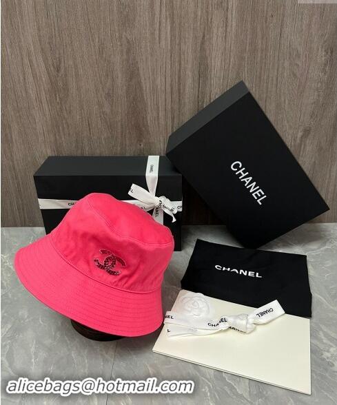 Buy Classic Chanel Denim Bucket Hat with Strass CC 0514 Red 2024