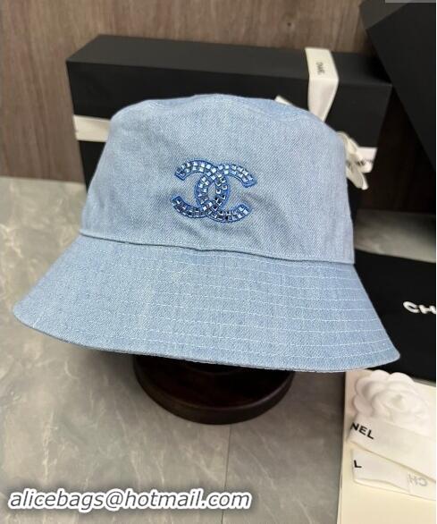 Buy Discount Chanel Denim Bucket Hat with Strass CC 0514 Blue 2024