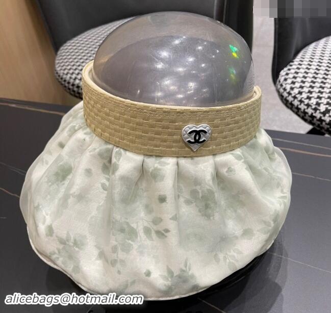 Cheapest Chanel Flora Visor hat with Heart 0513 Green 2024