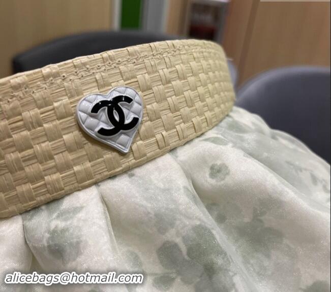 Cheapest Chanel Flora Visor hat with Heart 0513 Green 2024