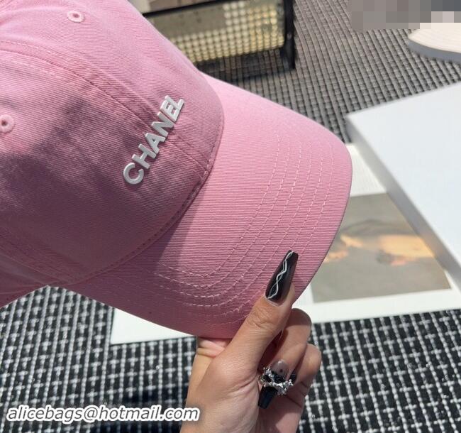 Best Cheap Chanel Canvas Baseball Hat 051302 Light Pink 2024