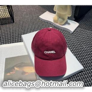 Original Cheap Chanel Canvas Baseball Hat 051302 Burgundy 2024