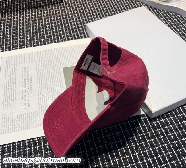 Original Cheap Chanel Canvas Baseball Hat 051302 Burgundy 2024