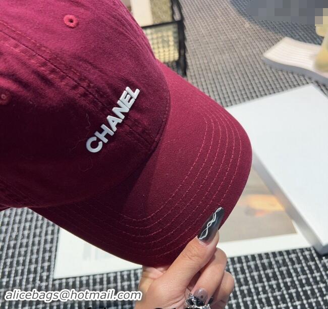 Original Cheap Chanel Canvas Baseball Hat 051302 Burgundy 2024