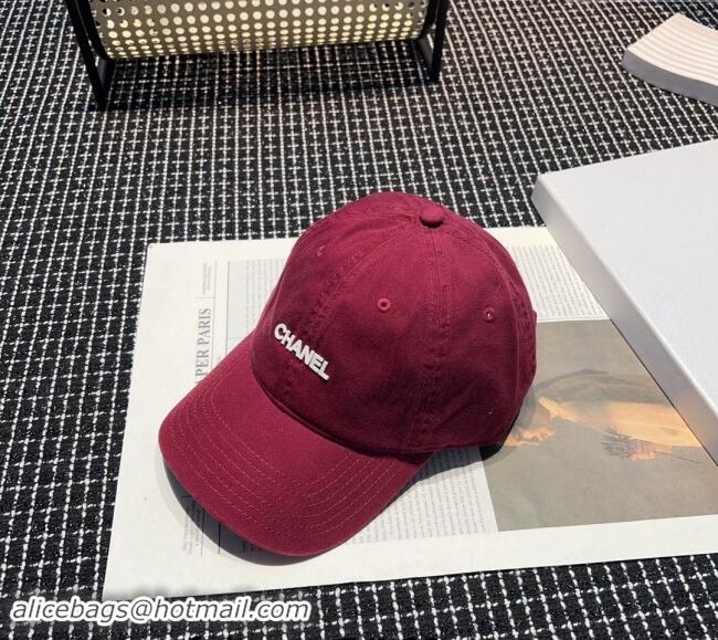 Original Cheap Chanel Canvas Baseball Hat 051302 Burgundy 2024