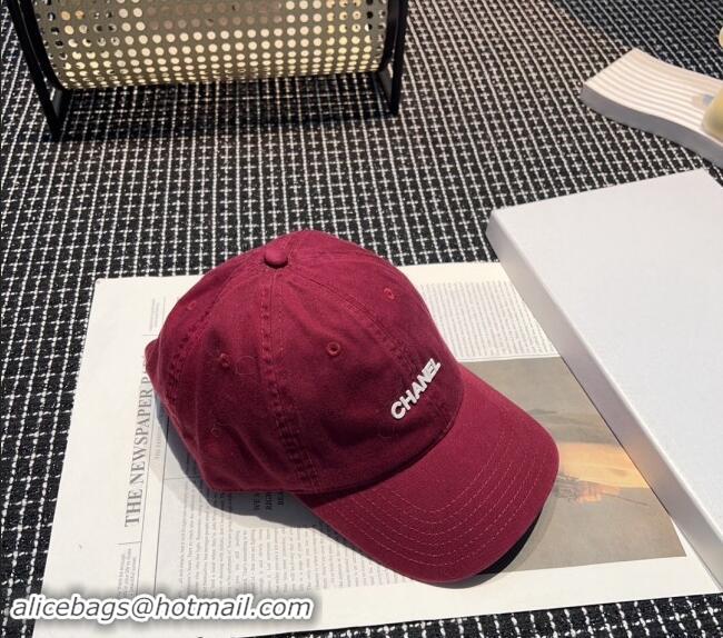 Original Cheap Chanel Canvas Baseball Hat 051302 Burgundy 2024