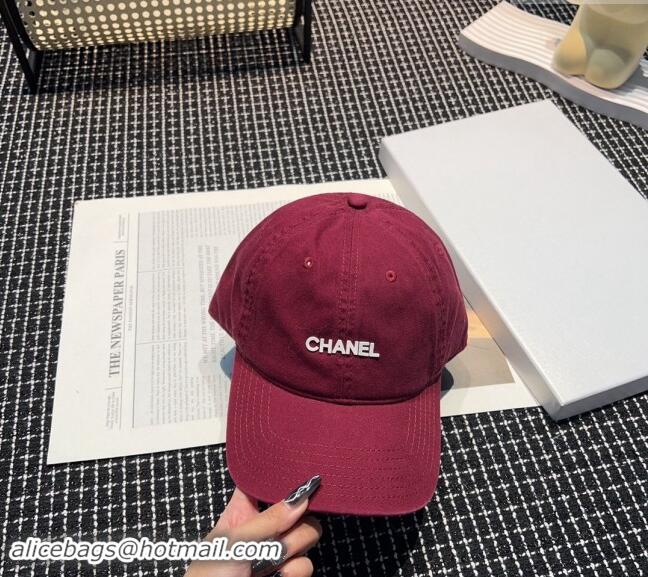 Original Cheap Chanel Canvas Baseball Hat 051302 Burgundy 2024