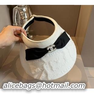 Spot Bulk Chanel Visor Hat 061901 White 2024