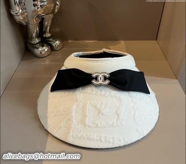 Spot Bulk Chanel Visor Hat 061901 White 2024