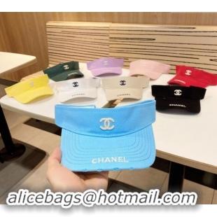 Pretty Style Chanel Canvas Visor Hat 0619 Blue 2024