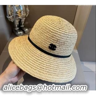 New Cheap Chanel Straw Bucket Hat with Bow 071001 2024