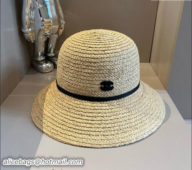 New Cheap Chanel Straw Bucket Hat with Bow 071001 2024