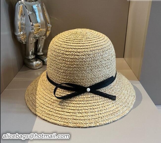 New Cheap Chanel Straw Bucket Hat with Bow 071001 2024