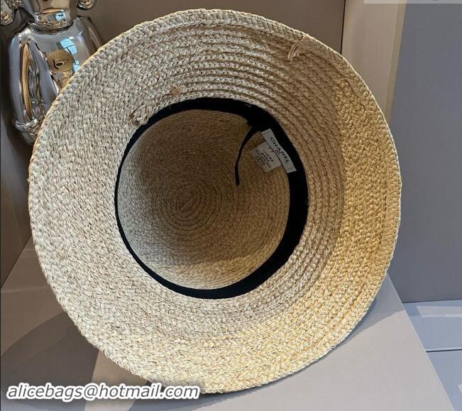 New Cheap Chanel Straw Bucket Hat with Bow 071001 2024