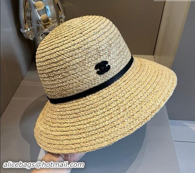 New Cheap Chanel Straw Bucket Hat with Bow 071001 2024