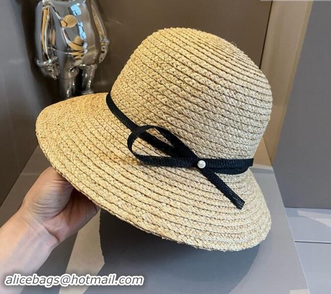 New Cheap Chanel Straw Bucket Hat with Bow 071001 2024