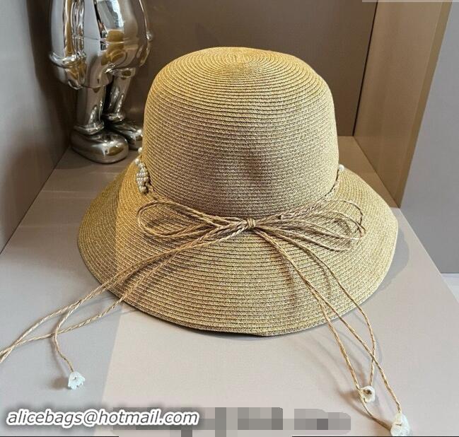 New Product Chanel Straw Bucket Hat with Pearls 0710 2024