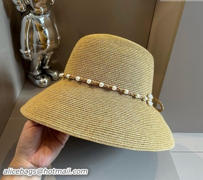 New Product Chanel Straw Bucket Hat with Pearls 0710 2024