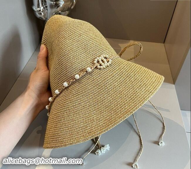 New Product Chanel Straw Bucket Hat with Pearls 0710 2024