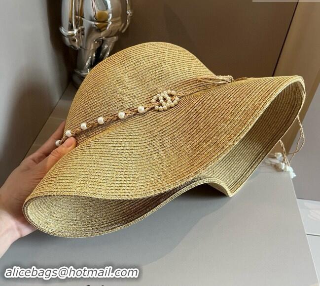 New Product Chanel Straw Bucket Hat with Pearls 0710 2024