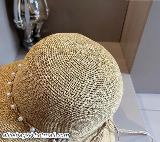 New Product Chanel Straw Bucket Hat with Pearls 0710 2024